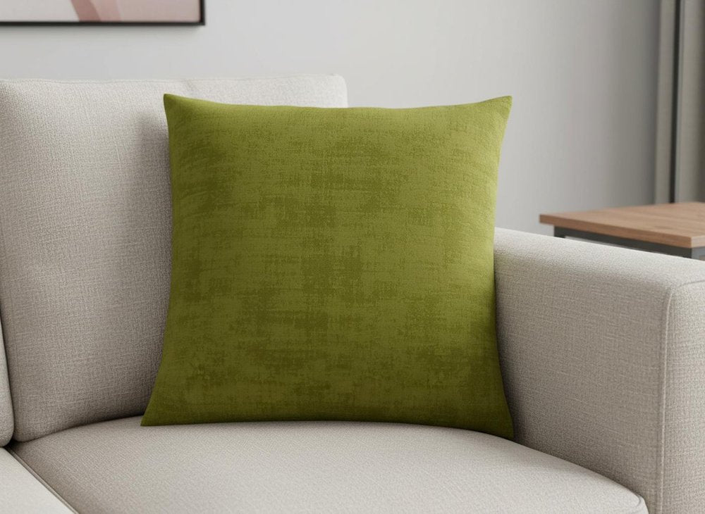 18" X 18" Lime Green Brushed Velvet Polyester Zippered Pillow