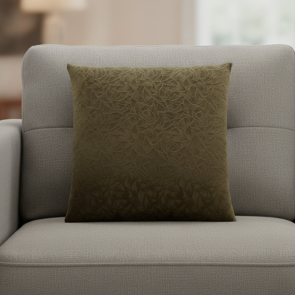 18" X 18" Taupe Velvet Polyester Abstract Zippered Pillow