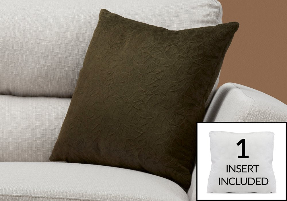 18" X 18" Taupe Velvet Polyester Abstract Zippered Pillow