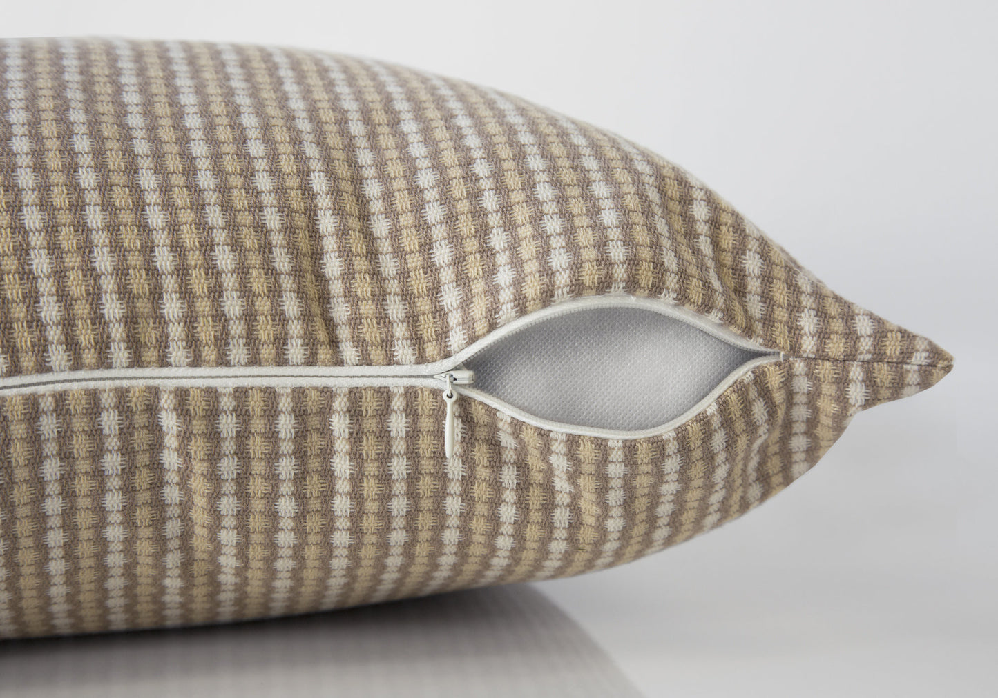 Set Of Two 18" X 18" Taupe Polyester Striped Zippered Pillow