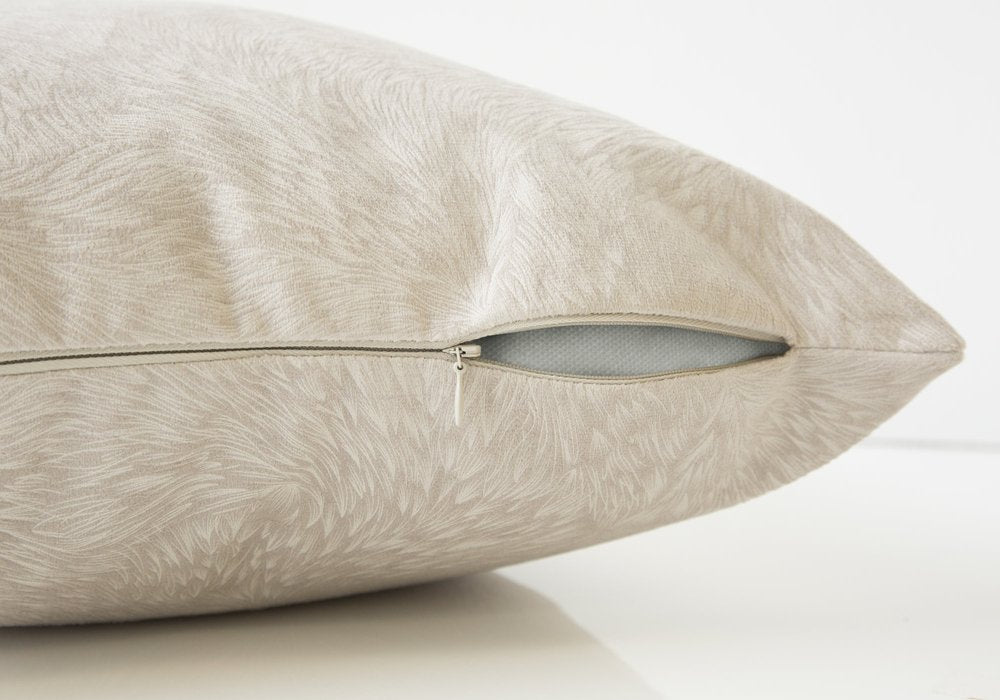 Set Of Two 18" X 18" Taupe Polyester Feather Zippered Pillow