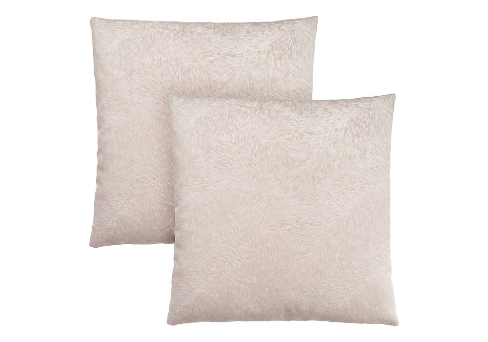 Set Of Two 18" X 18" Taupe Polyester Feather Zippered Pillow