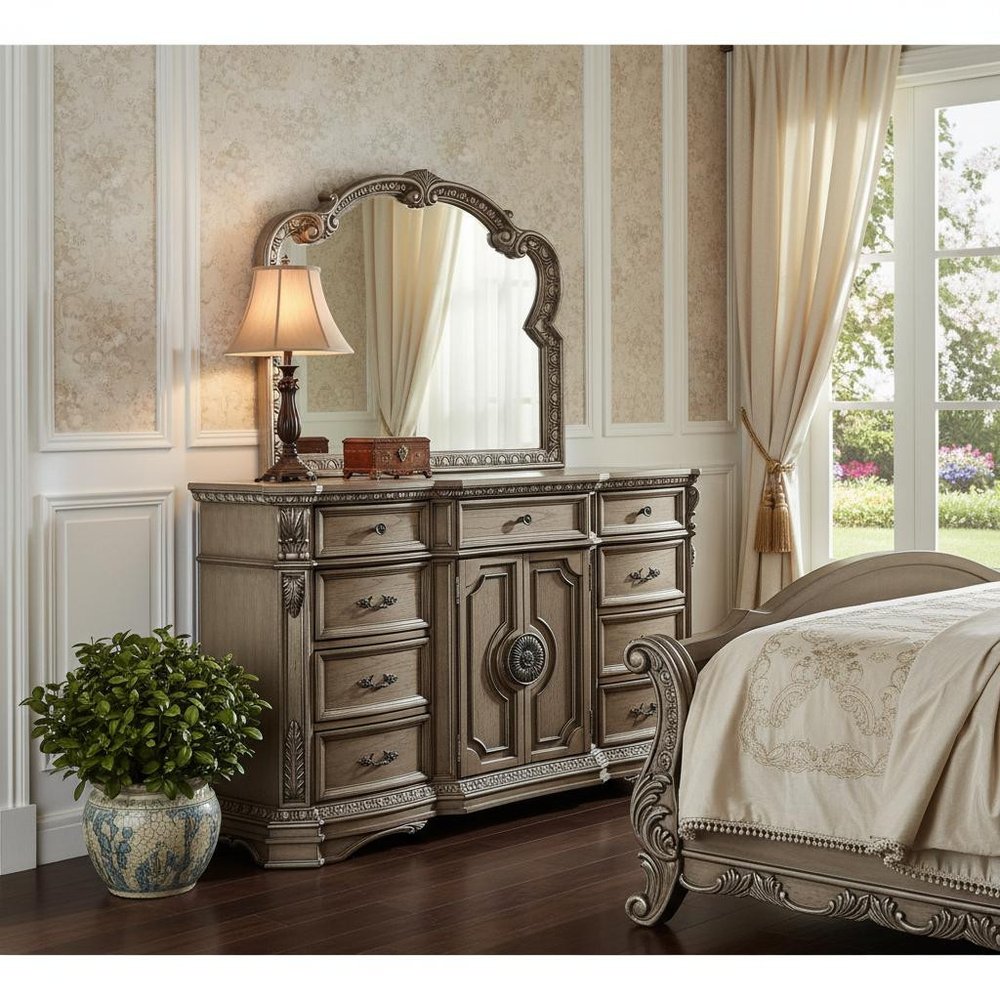 18" Brown Solid Wood Combo Dresser