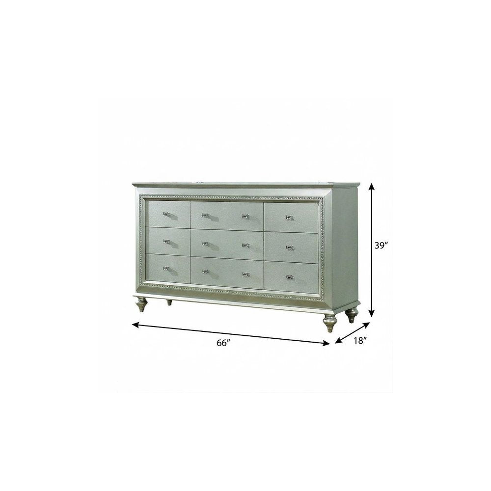 66" Champagne Solid Wood Nine Drawer Double Dresser