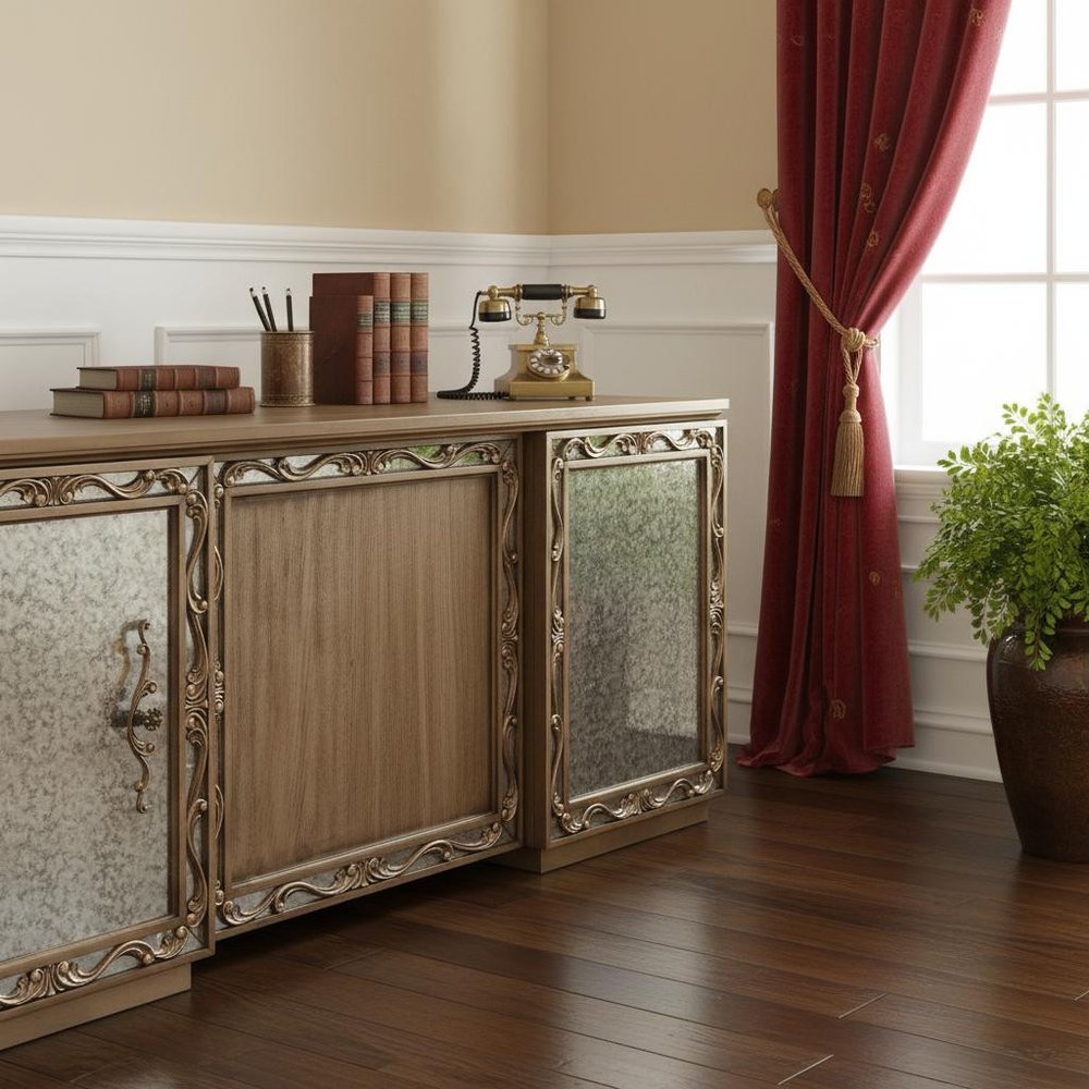 32" Brown Executive Desk With Two Cabinets