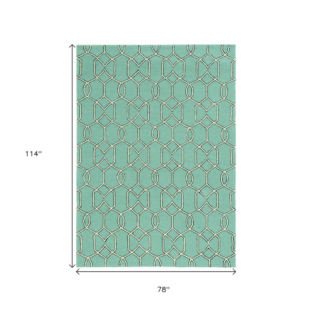 7' X 10' Green Moroccan Indoor Outdoor Area Rug