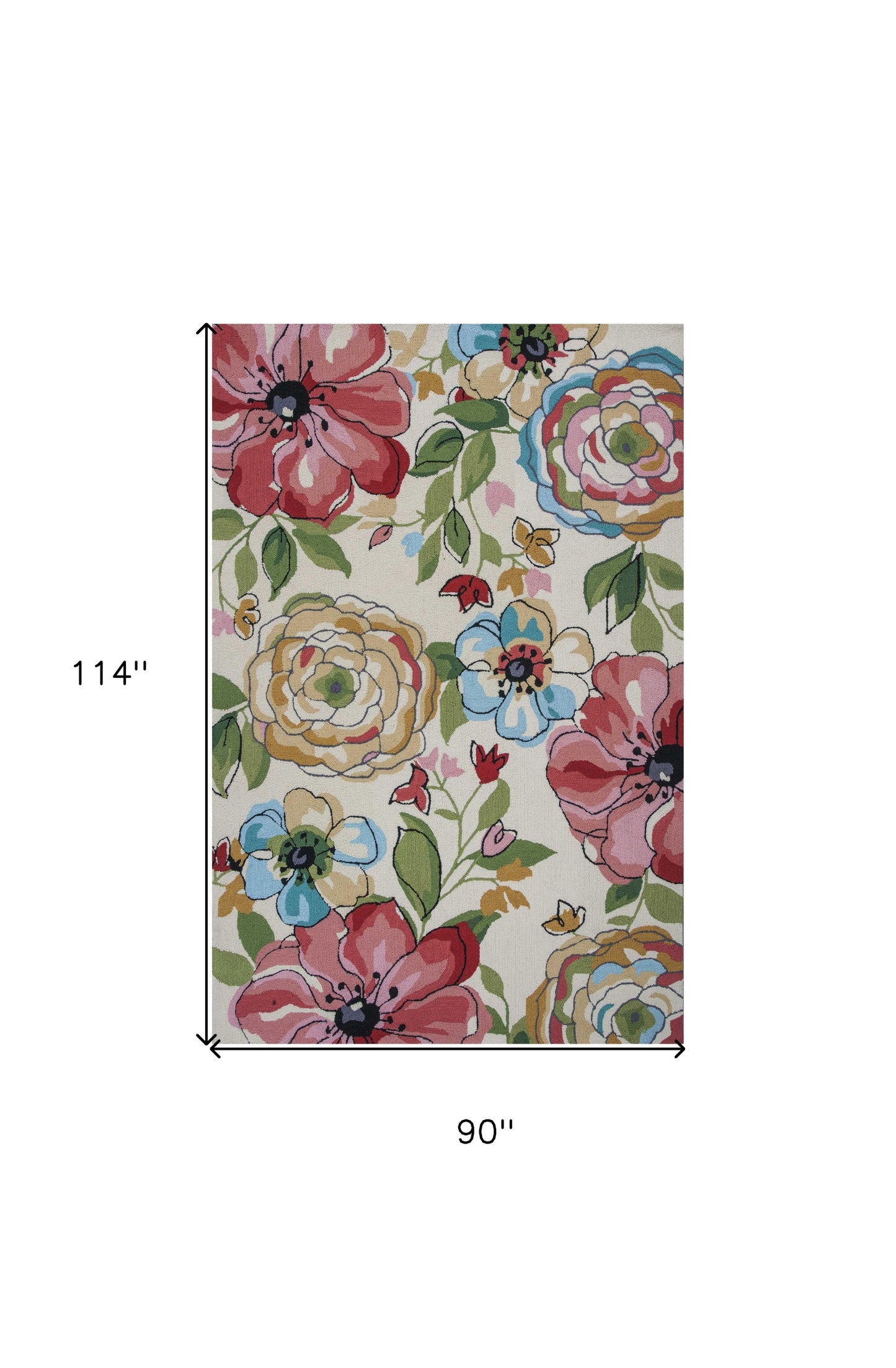 8' X 8' Sand Blue And Red Floral Hand Hooked Round Rug