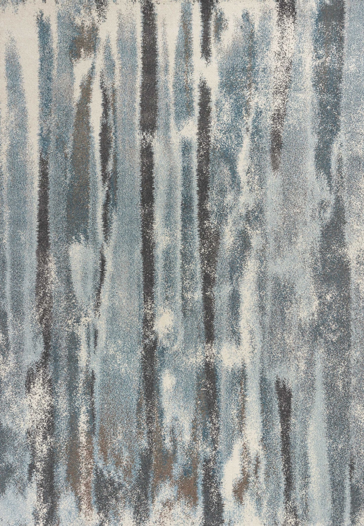 7' X 10' Teal Blue And White Abstract Distressed Area Rug
