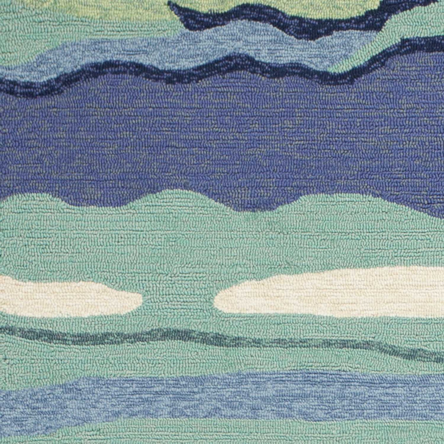 8' Blue Round Abstract Indoor Outdoor Area Rug