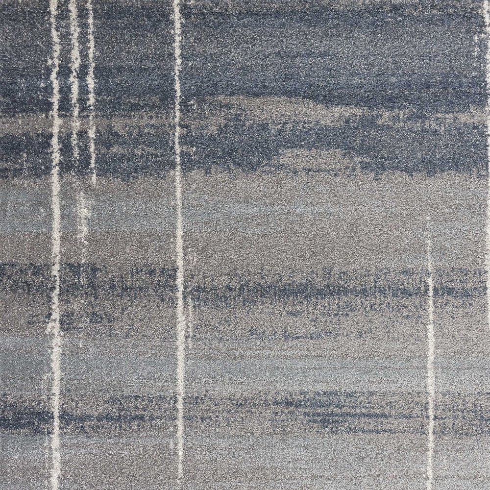 5' X 8' Blue And Gray Abstract Area Rug
