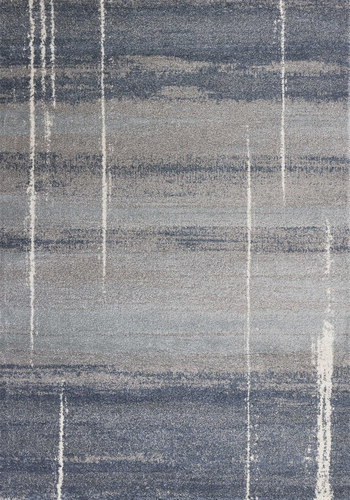 5' X 8' Blue And Gray Abstract Area Rug