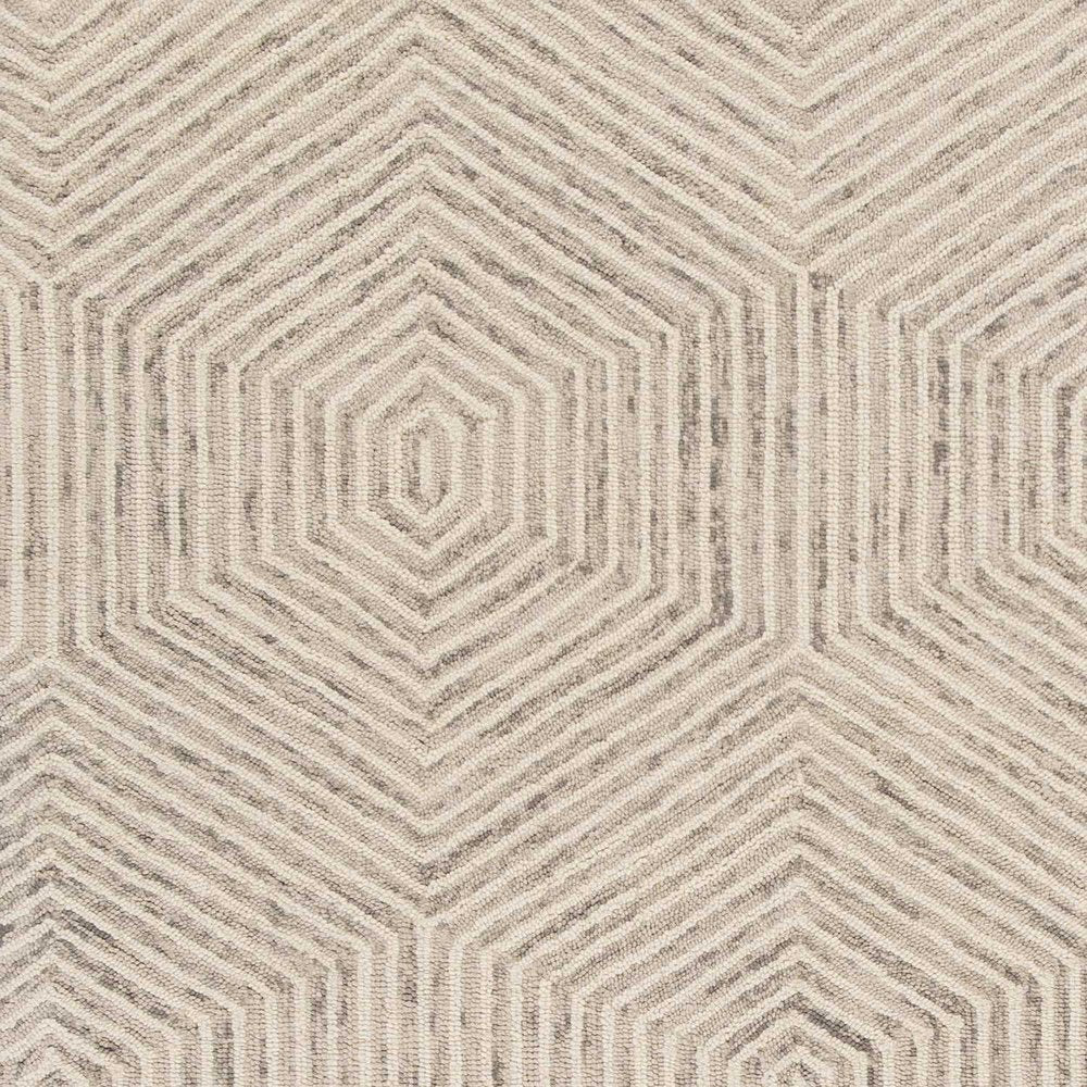 9' X 12' Sand Beige Wool Geometric Hand Tufted Area Rug