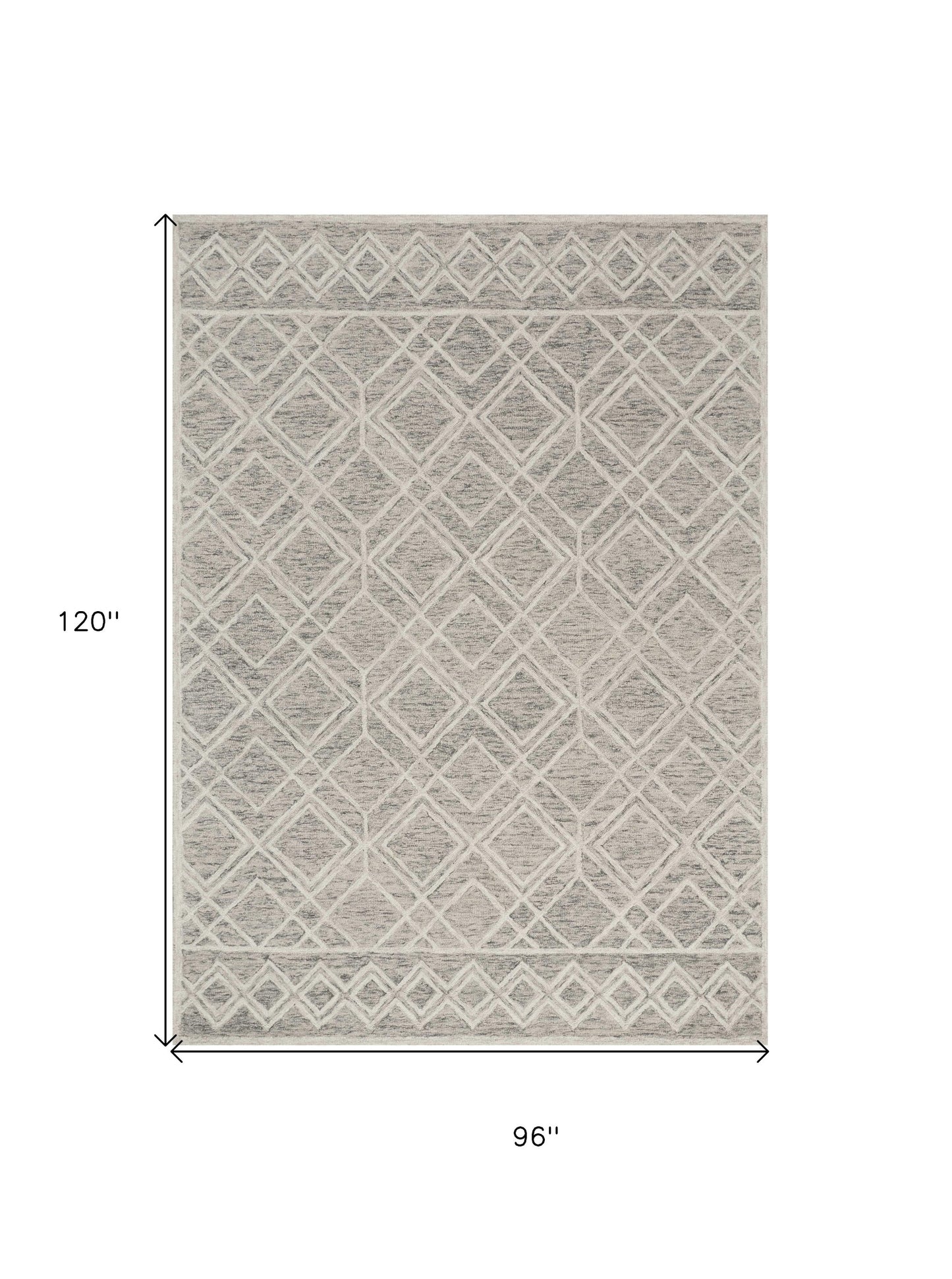 5' X 7' Sand Beige And Ivory Wool Geometric Hand Hooked Area Rug