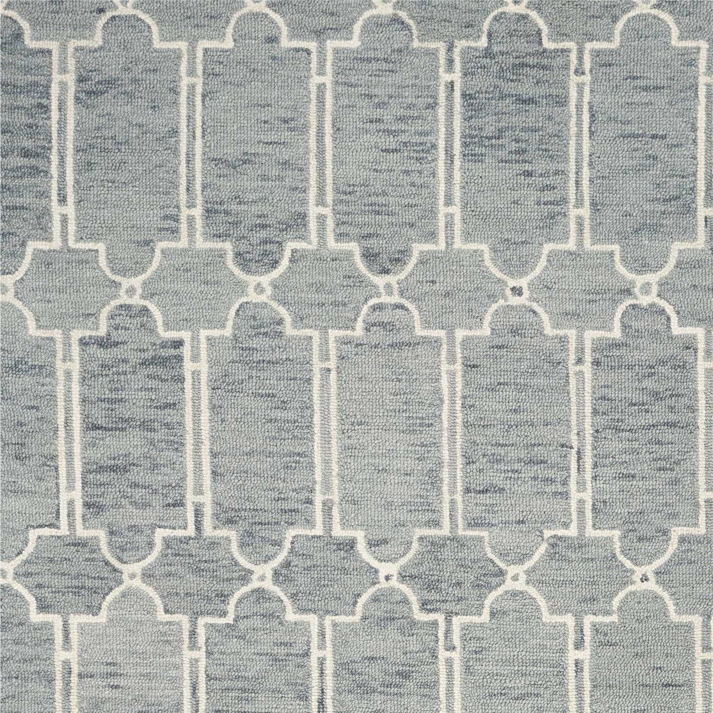 8' X 10' Slate Blue And Ivory Wool Geometric Hand Tufted Area Rug
