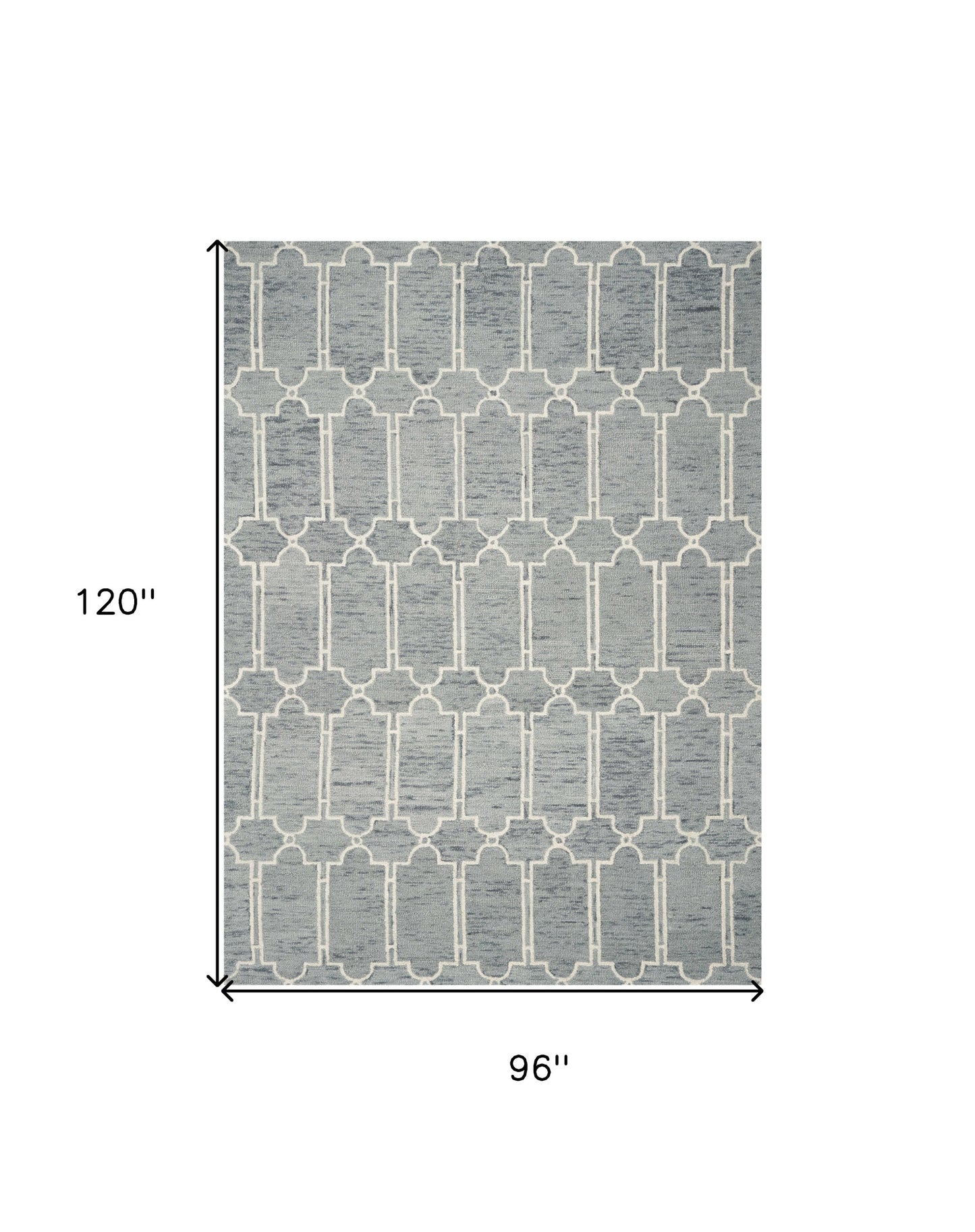 8' X 10' Slate Blue And Ivory Wool Geometric Hand Tufted Area Rug
