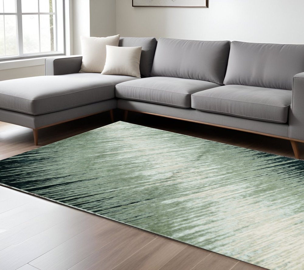 5' X 8' Silver And Gray Abstract Area Rug