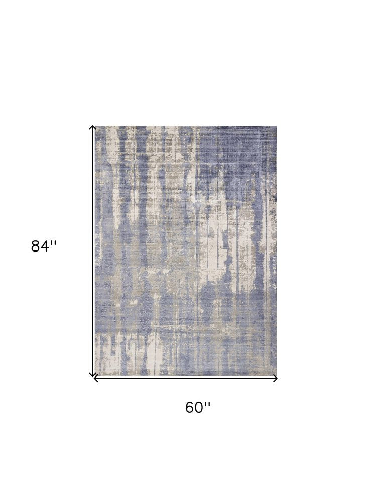 5' X 7' Gray And Ivory Abstract Hand Loomed Area Rug