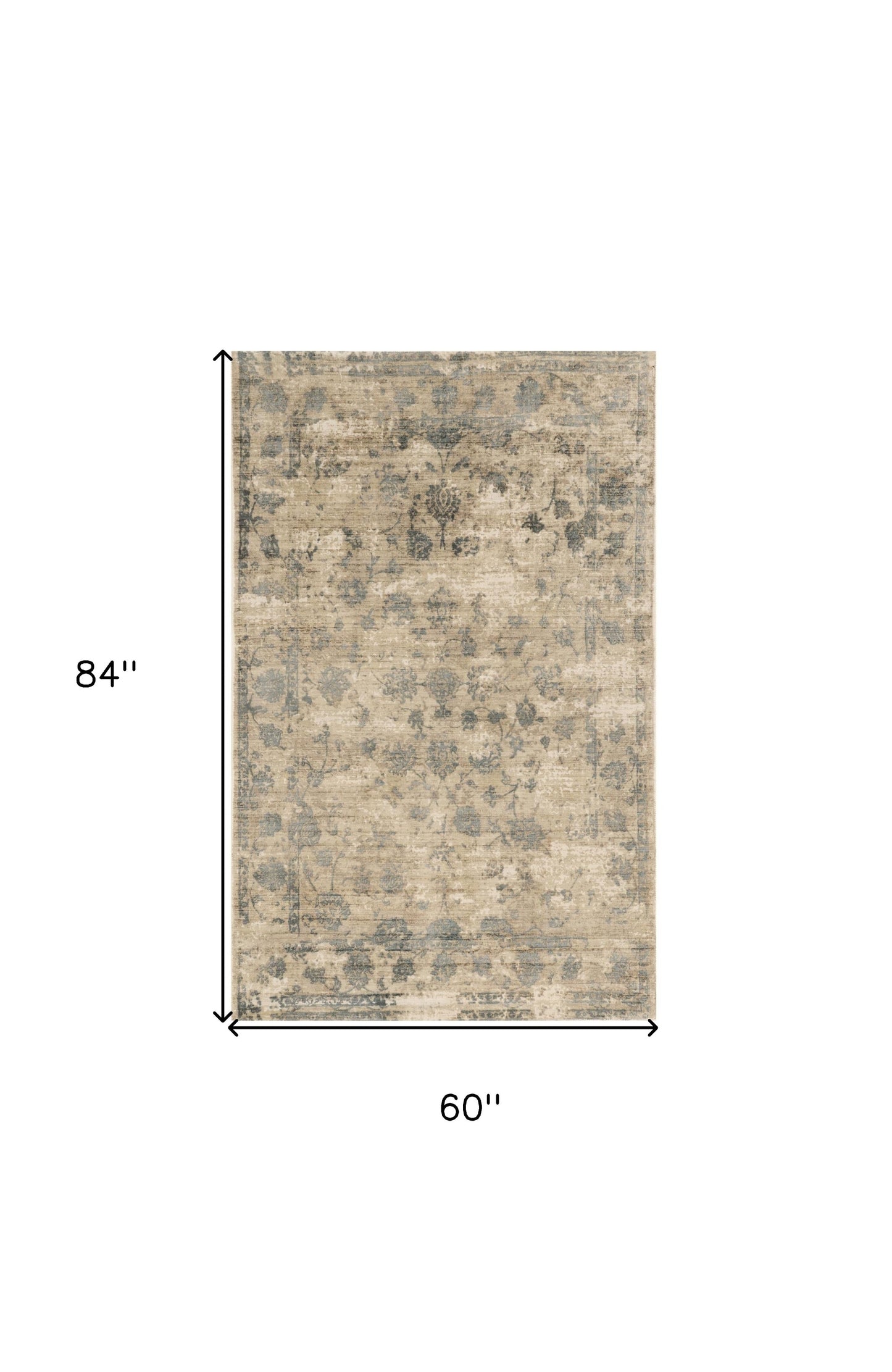 5' X 7' Beige And Blue Floral Medallion Hand Loomed Area Rug