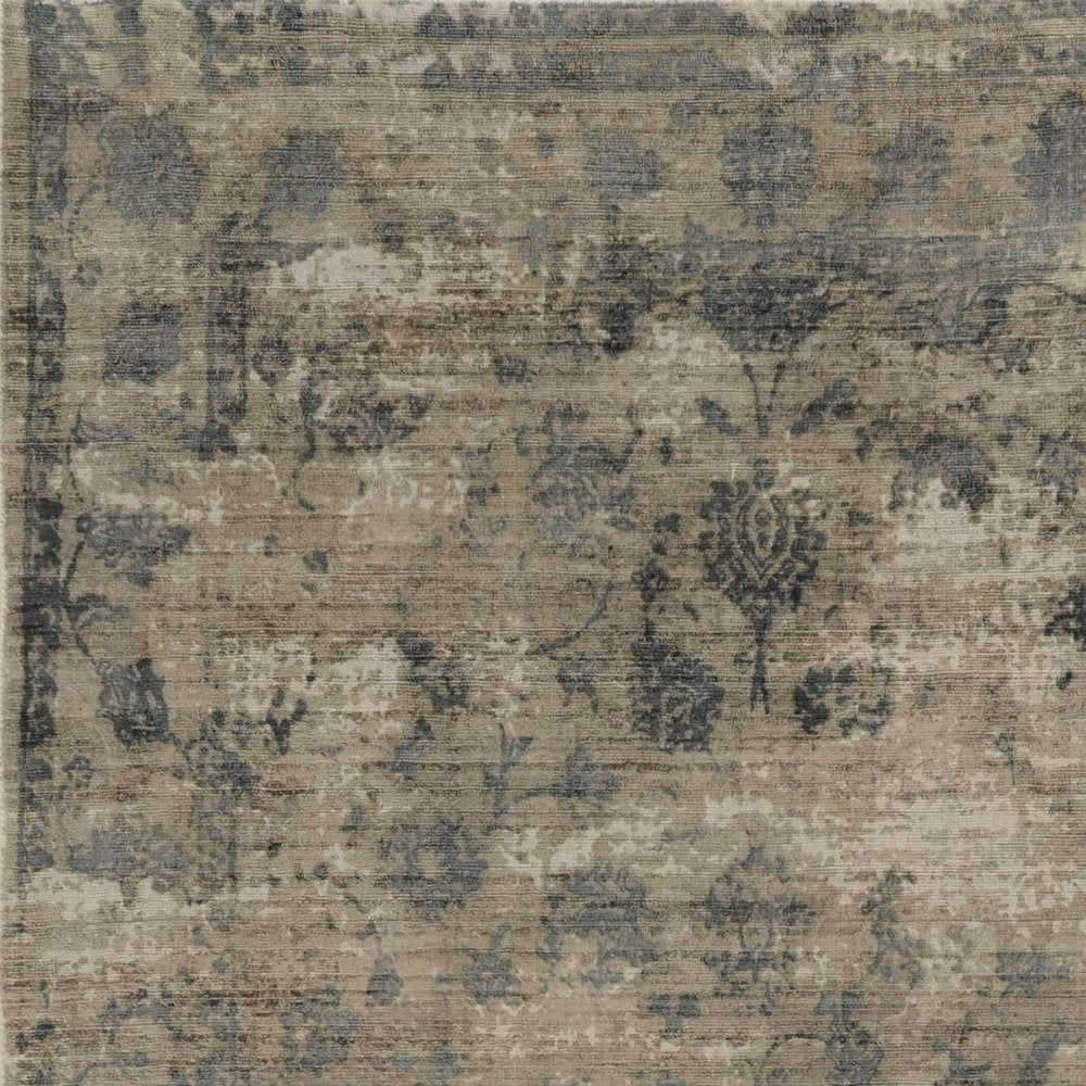 5' X 7' Beige And Blue Floral Medallion Hand Loomed Area Rug