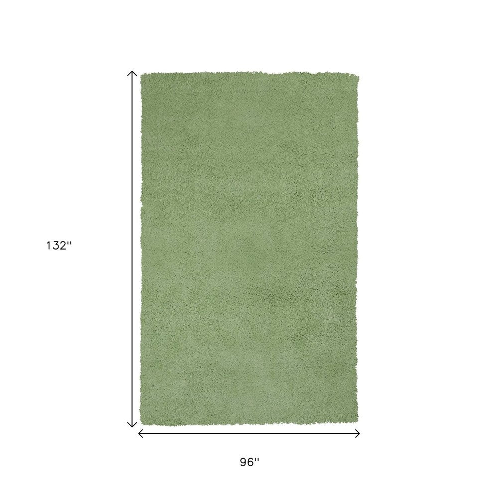 5' X 7' Green Shag Hand Woven Area Rug