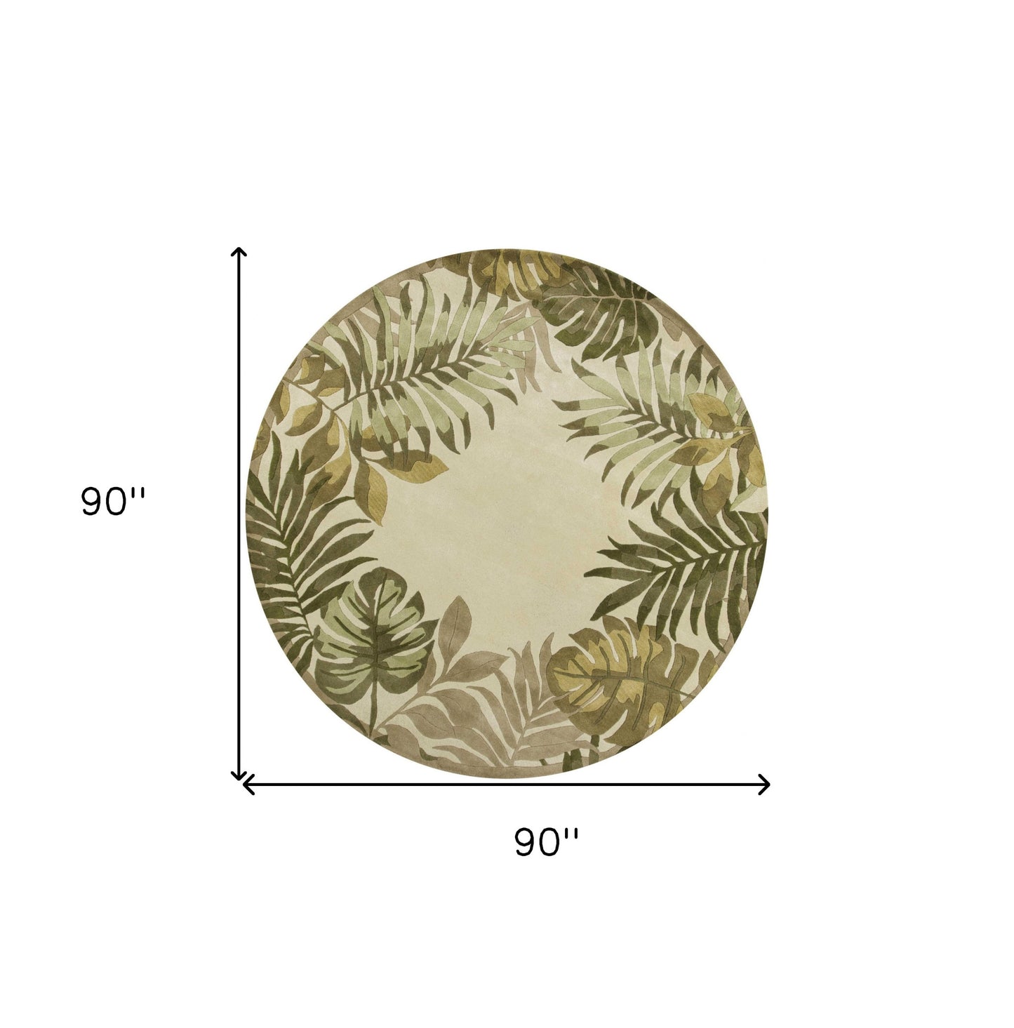 5' X 8' Ivory And Green Wool Botanical Leaves Hand Tufted Area Rug