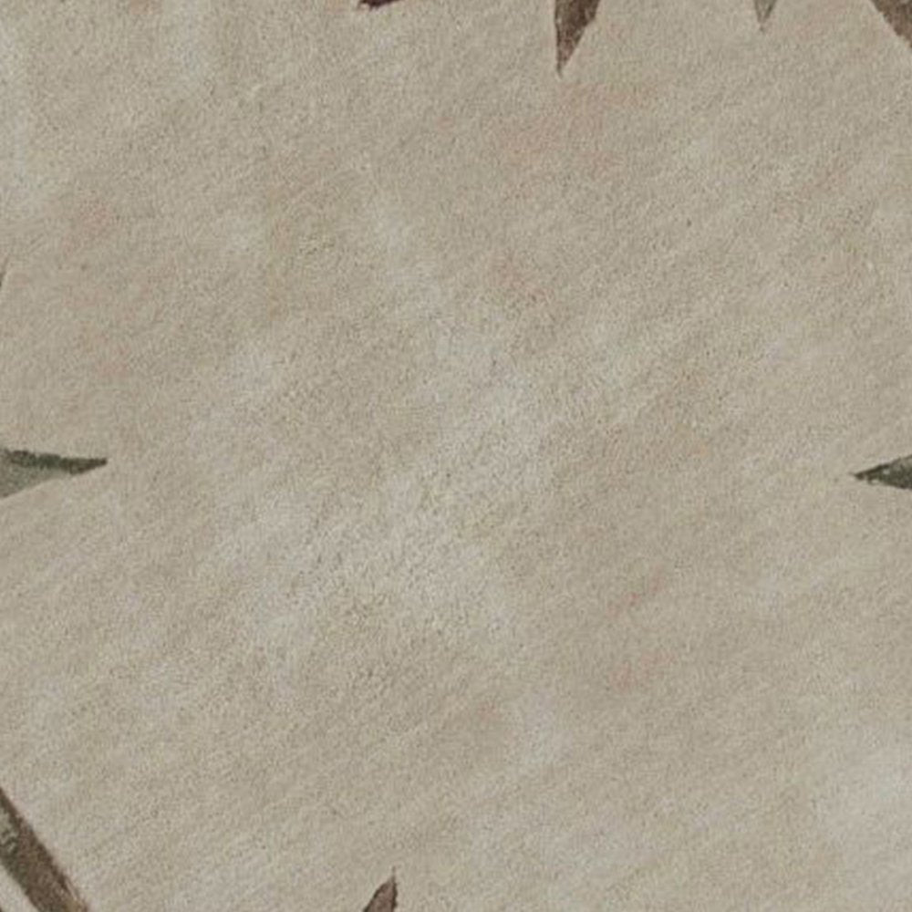 10' Ivory Green And Brown Wool Botanical Leaves Hand Tufted Runner Rug