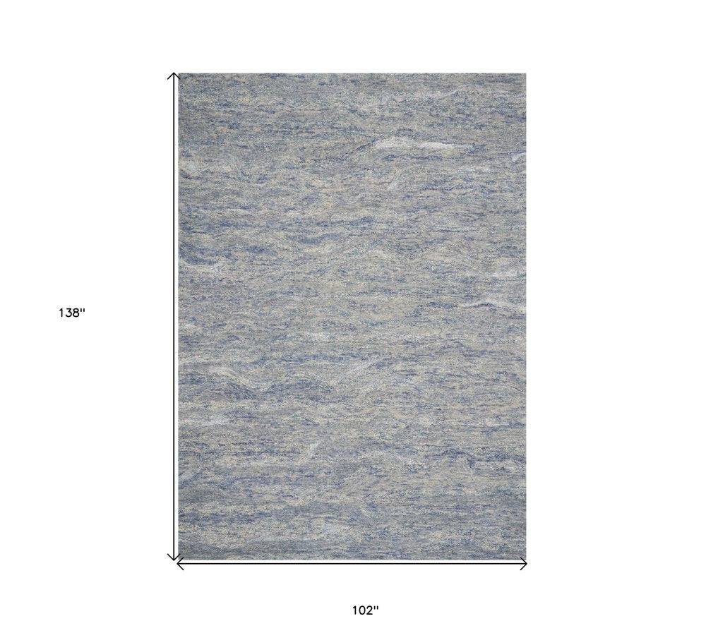 7' X 9' Blue And Beige Wool Abstract Hand Tufted Area Rug