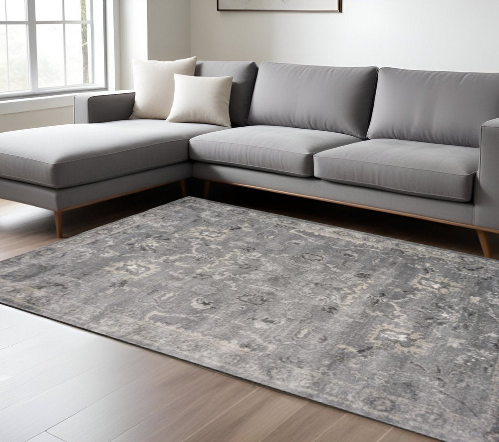 7' X 9' Polypropylene Grey Area Rug