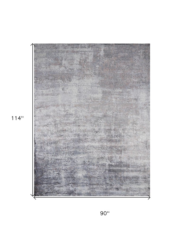 8' X 10' Slate Gray And Dark Gray Abstract Hand Loomed Area Rug