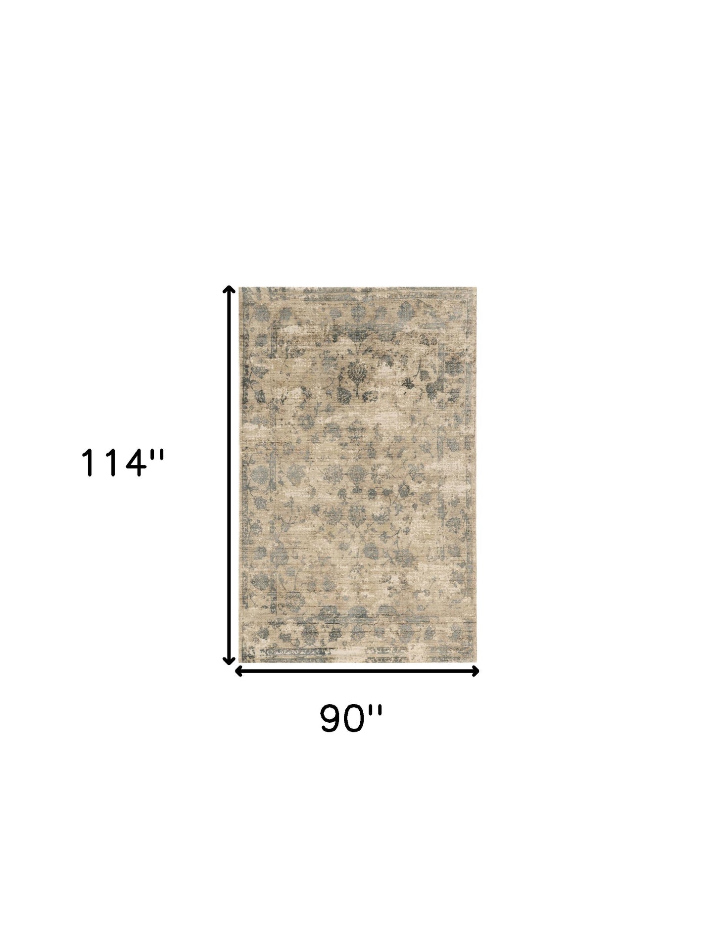 5' X 7' Beige And Blue Floral Medallion Hand Loomed Area Rug