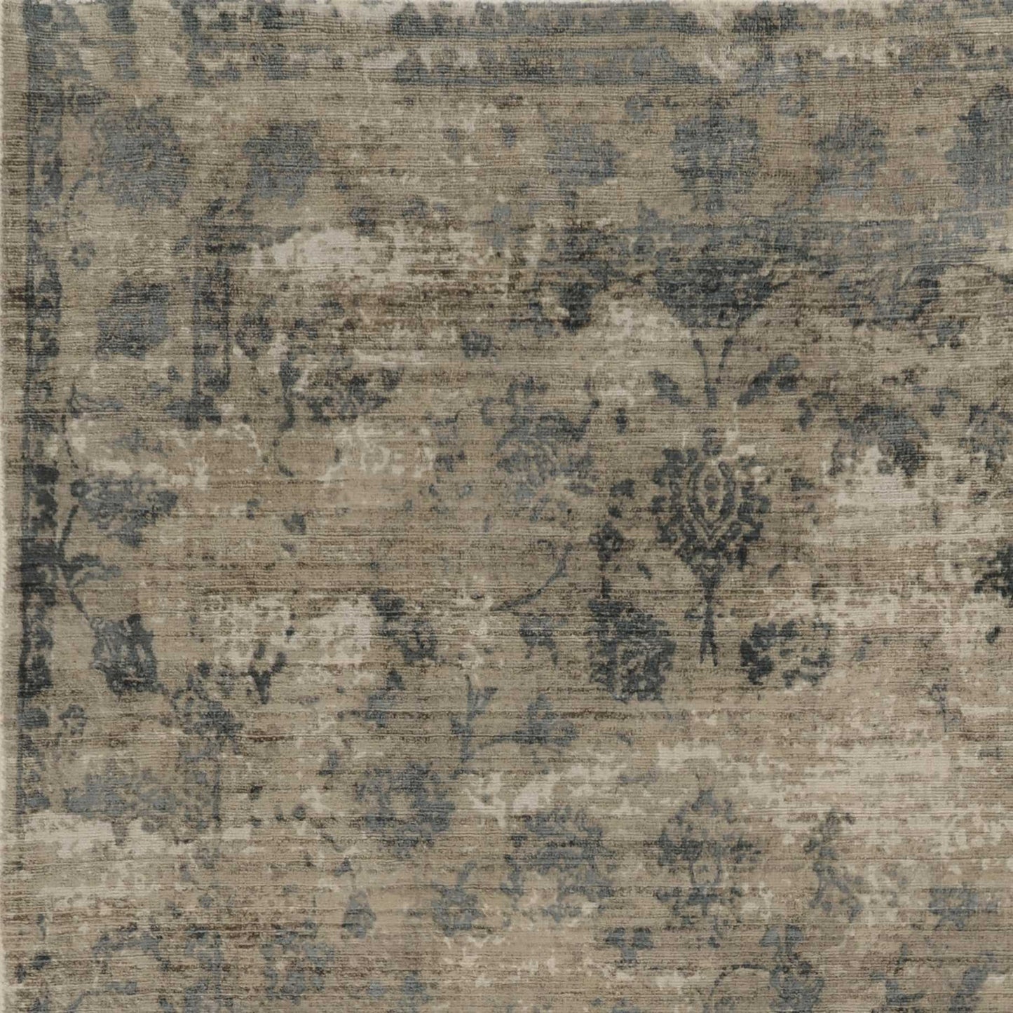 5' X 7' Beige And Blue Floral Medallion Hand Loomed Area Rug