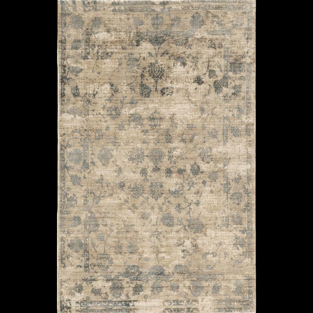 5' X 7' Beige And Blue Floral Medallion Hand Loomed Area Rug