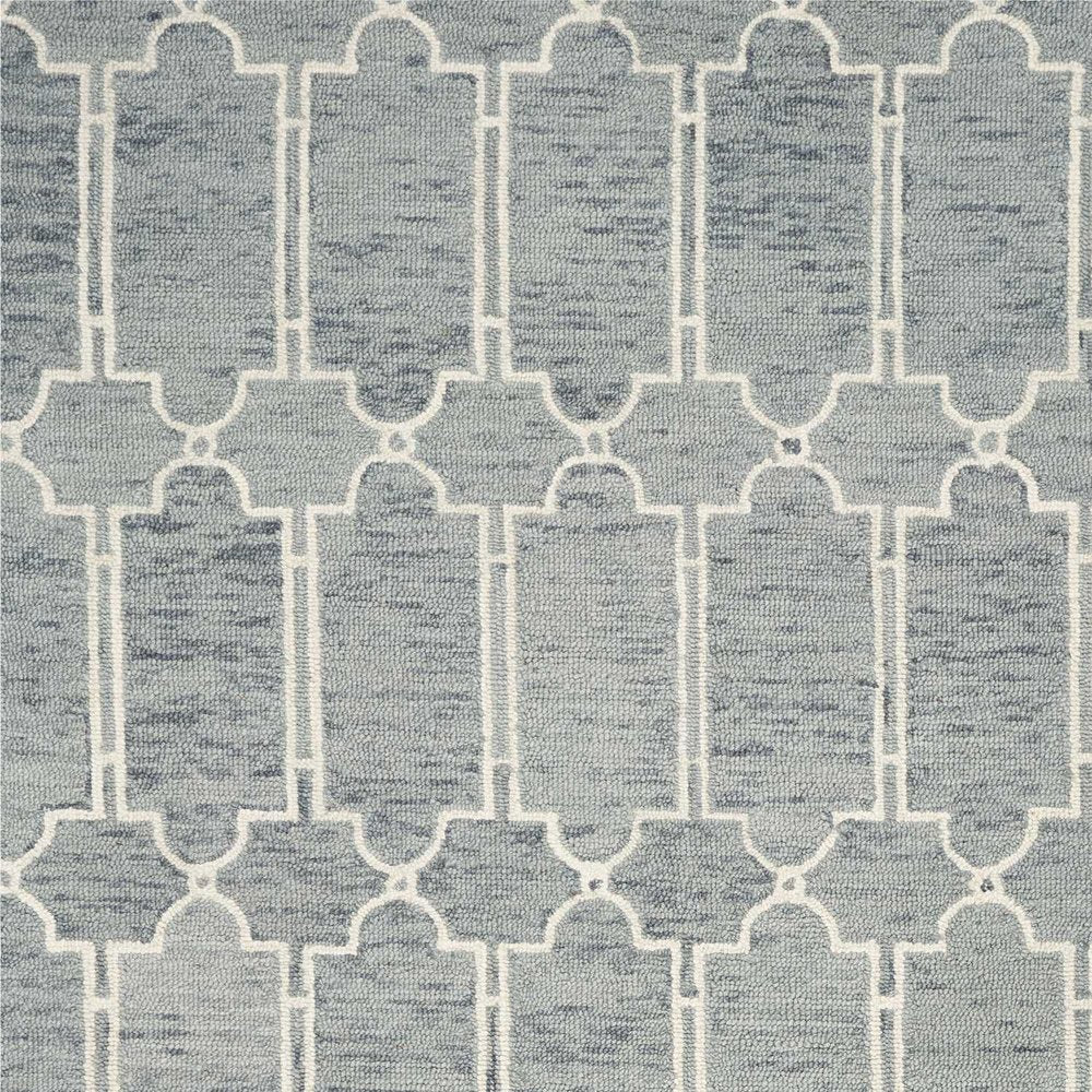 8' X 10' Slate Blue And Ivory Wool Geometric Hand Tufted Area Rug