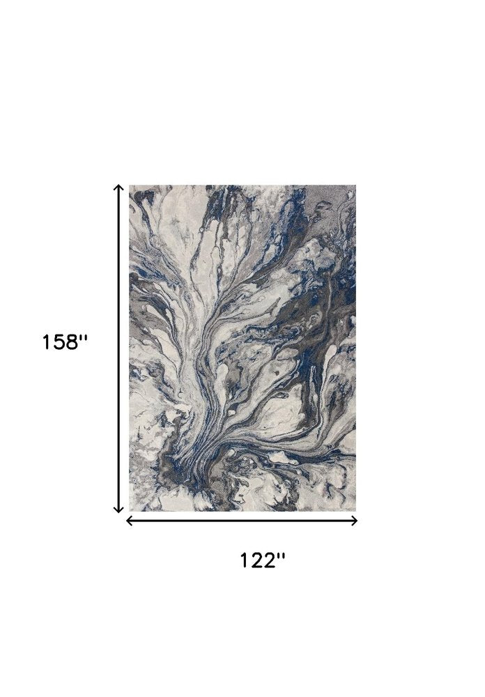 8' X 11' Blue And Gray Abstract Area Rug