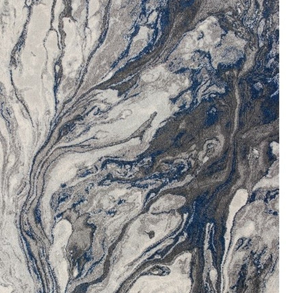 8' X 11' Blue And Gray Abstract Area Rug