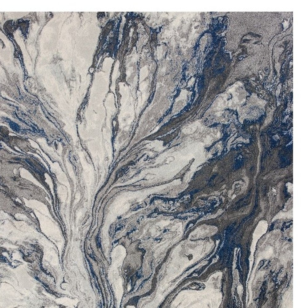 8' X 11' Blue And Gray Abstract Area Rug