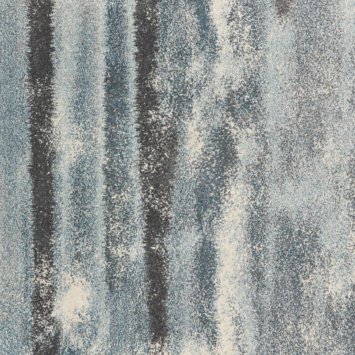 7' X 10' Teal Blue And White Abstract Distressed Area Rug
