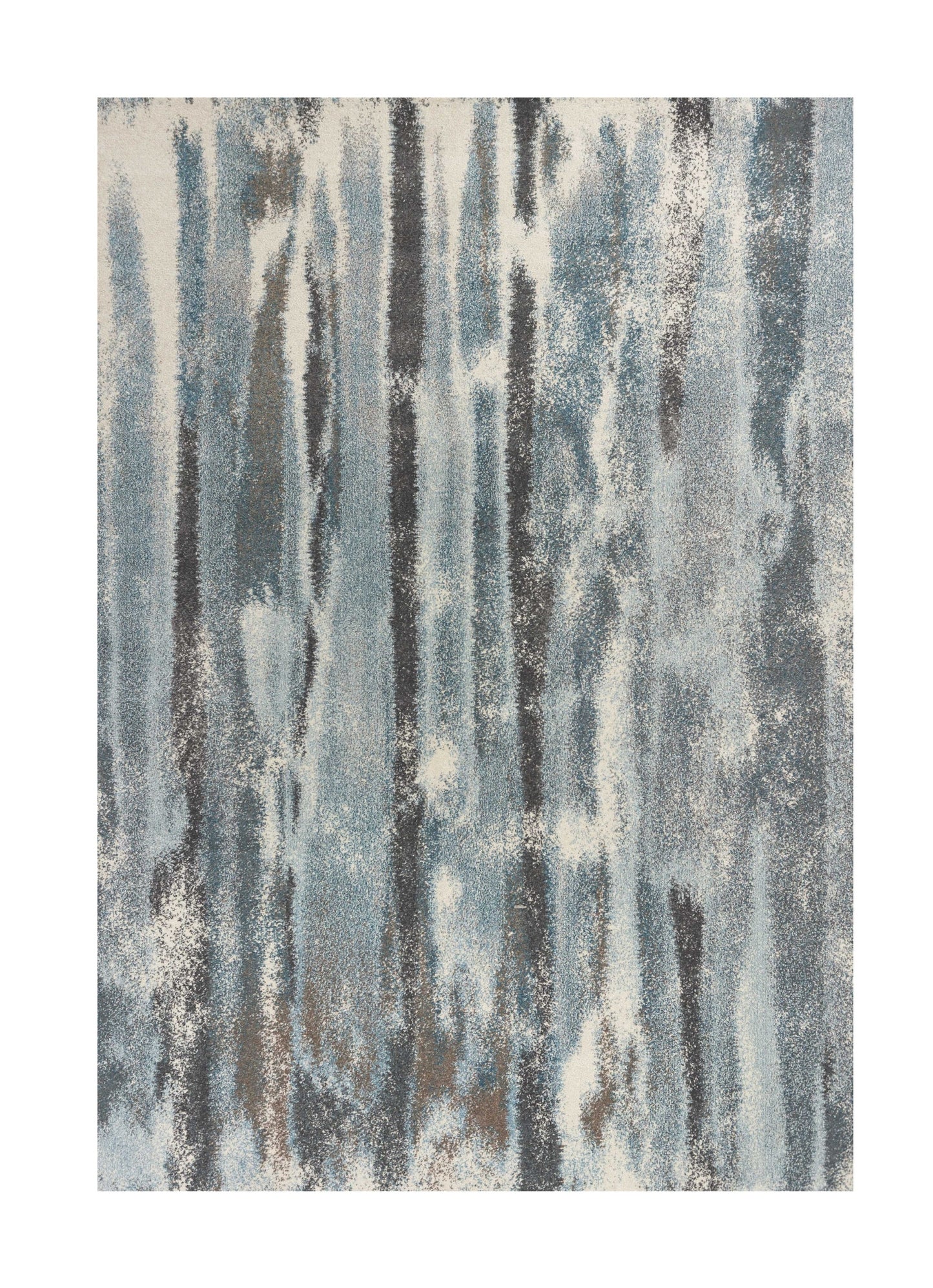 7' X 10' Teal Blue And White Abstract Distressed Area Rug