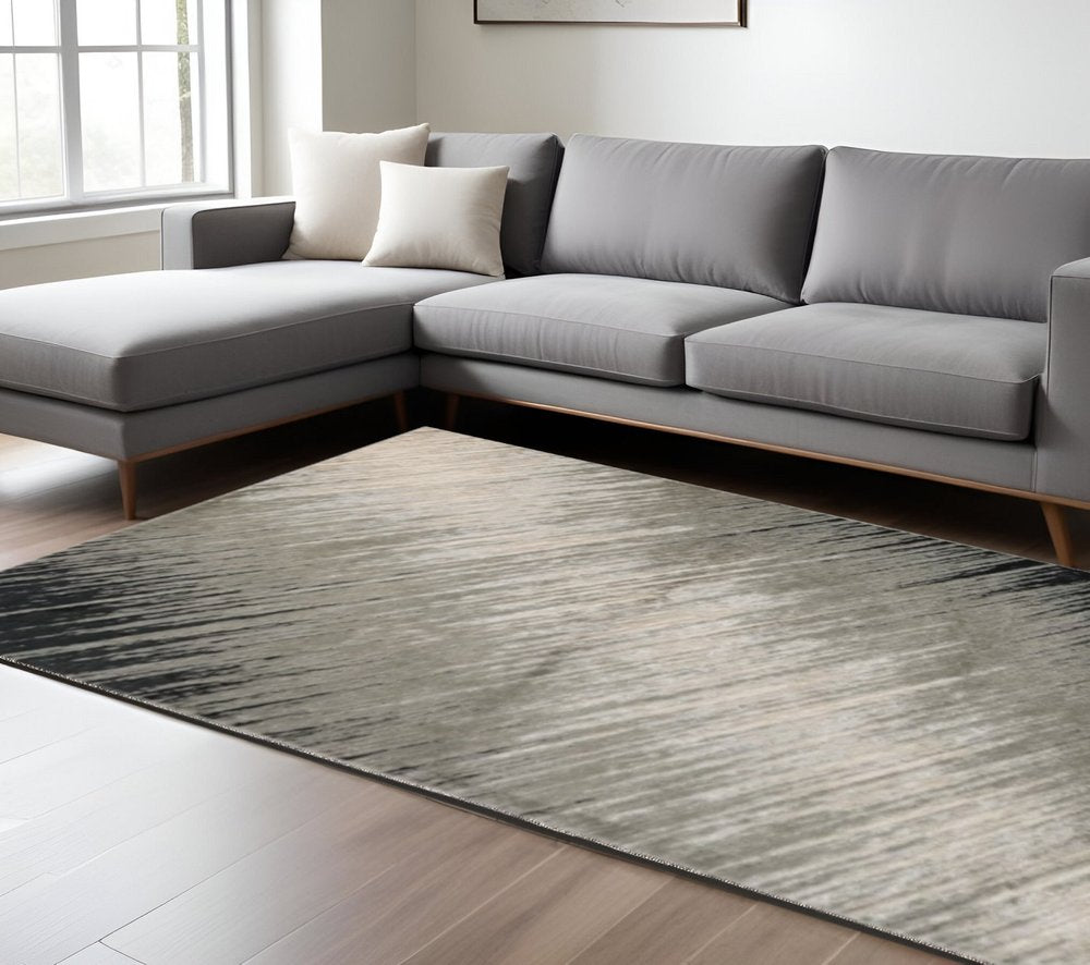 5' X 8' Silver And Gray Abstract Area Rug