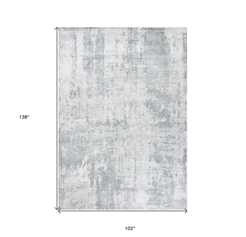 8' X 10' Dark Gray And Light Gray Abstract Hand Loomed Area Rug