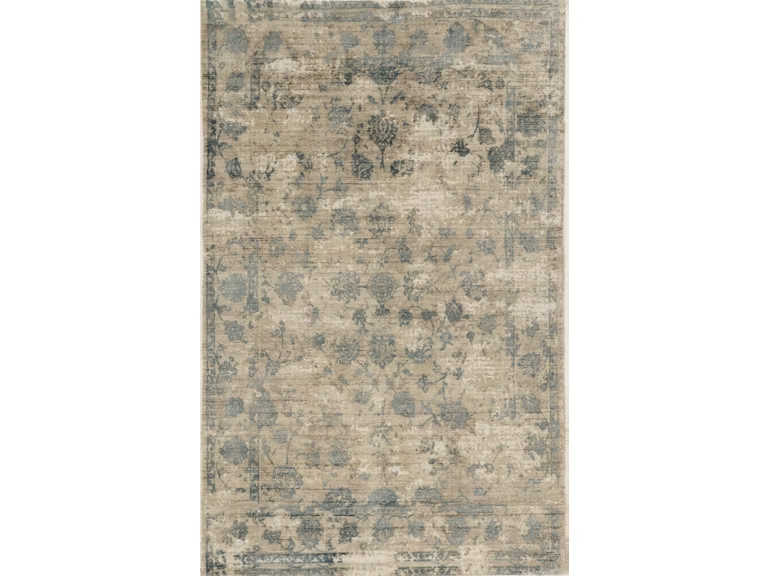 5' X 7' Beige And Blue Floral Medallion Hand Loomed Area Rug