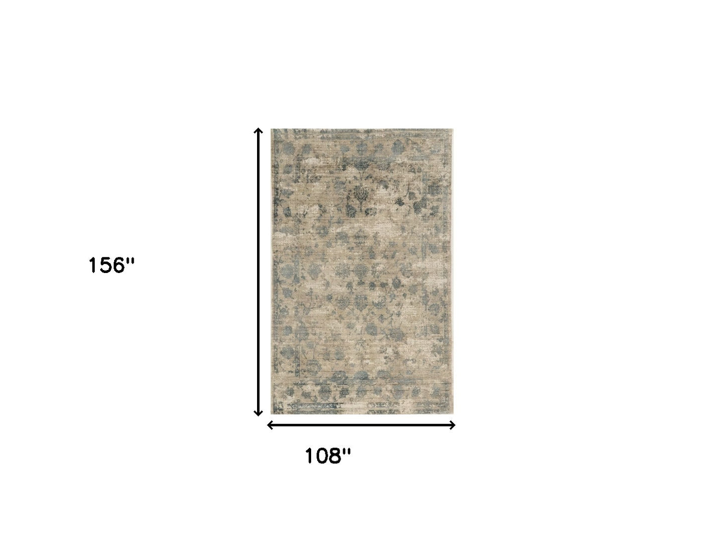 5' X 7' Beige And Blue Floral Medallion Hand Loomed Area Rug