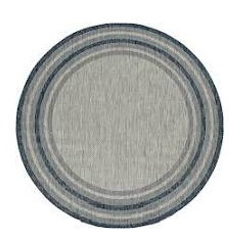 8' Blue And Gray Round Striped Indoor Outdoor Area Rug