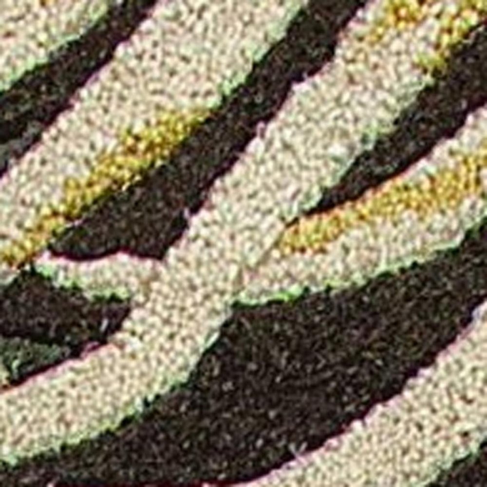 3' X 5' Espresso Beige And Green Wool Botanical Leaves Hand Tufted Area Rug