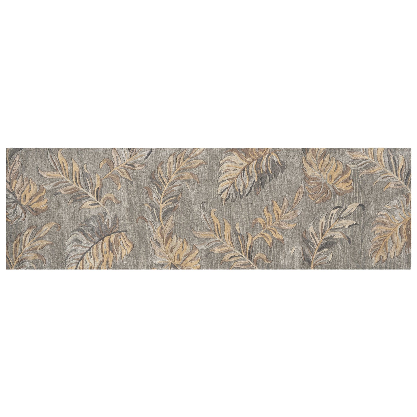 5' X 8' Gray And Taupe Wool Botanical Leaves Hand Tufted Area Rug