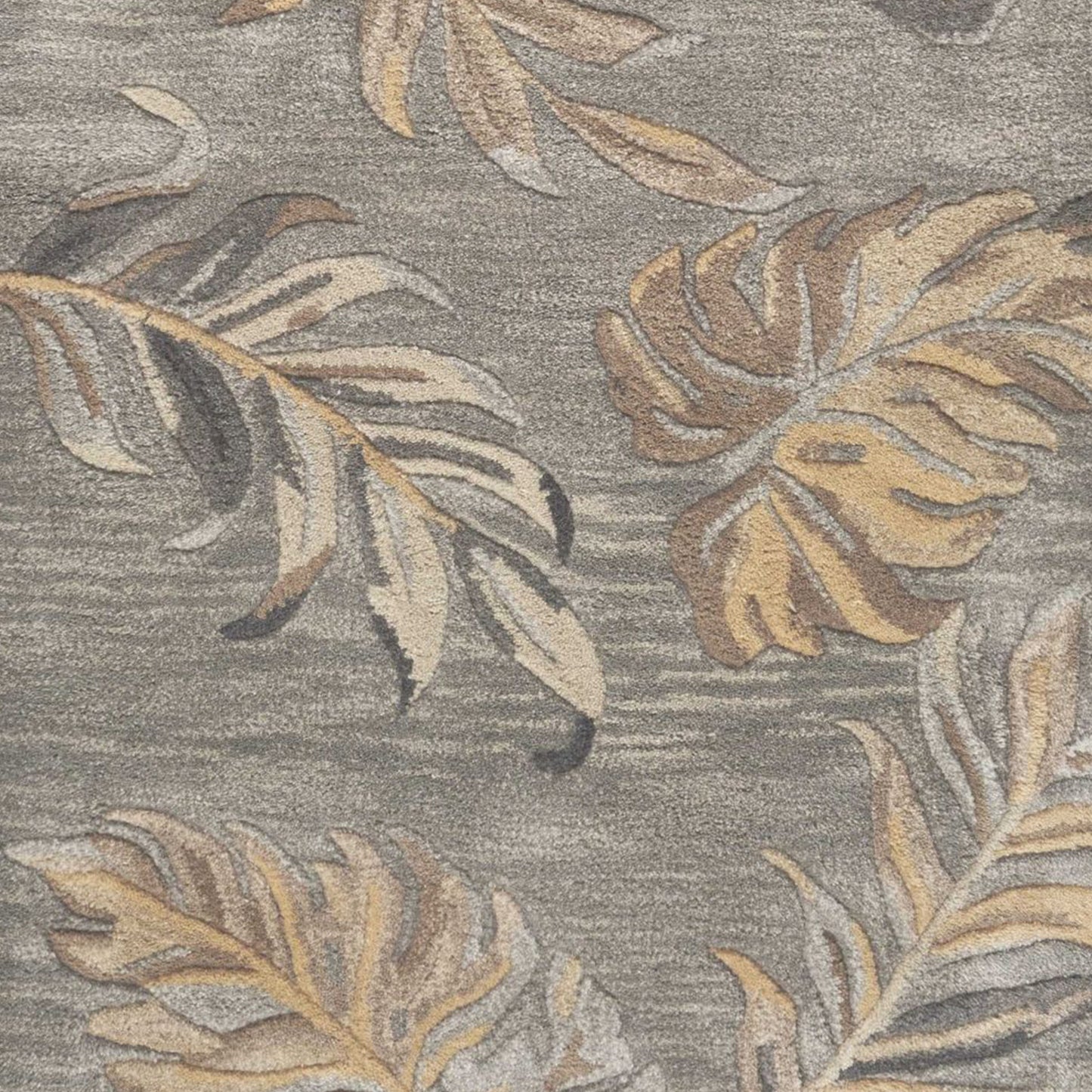 5' X 8' Gray And Taupe Wool Botanical Leaves Hand Tufted Area Rug