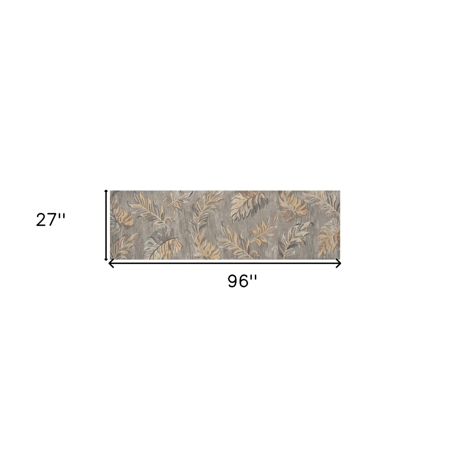 5' X 8' Gray And Taupe Wool Botanical Leaves Hand Tufted Area Rug