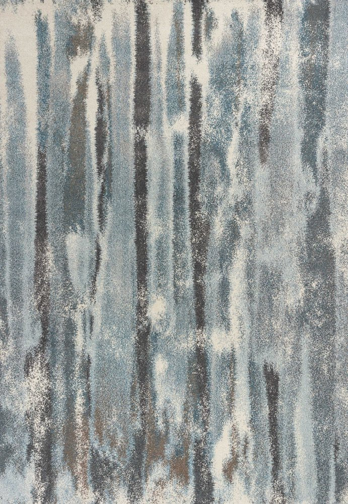 7' X 10' Teal Blue And White Abstract Distressed Area Rug