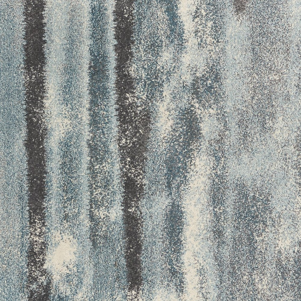 7' X 10' Teal Blue And White Abstract Distressed Area Rug