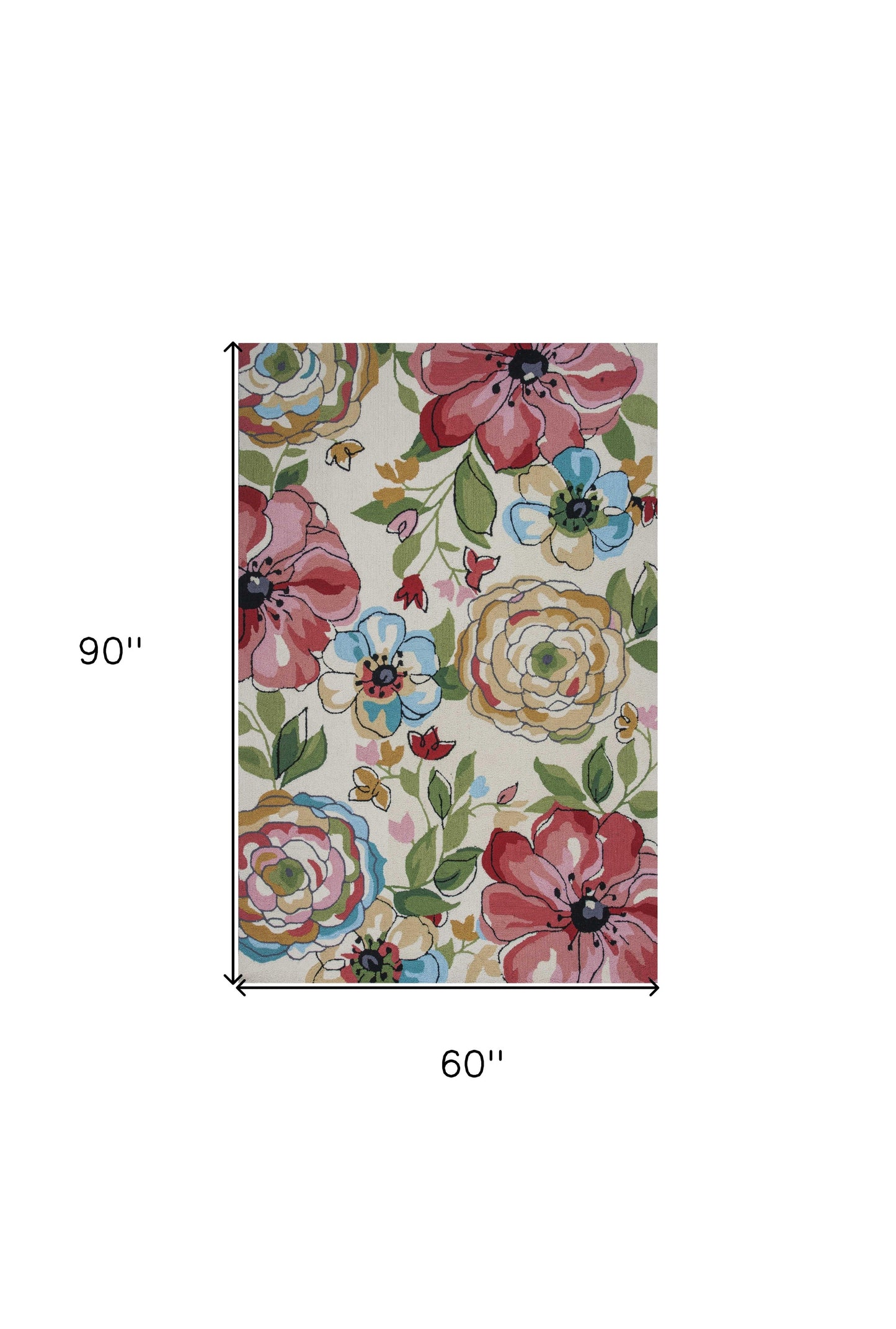8' X 8' Sand Blue And Red Floral Hand Hooked Round Rug
